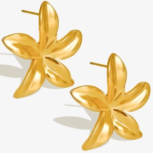 Boucles d'oreilles fleurs minimalistes en acier inoxydable 304 plaqué or 18k pour femmes