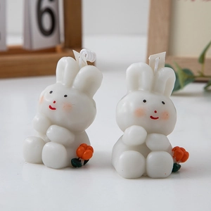 Creative white rabbit scented candles set on desk for home decor and gifts