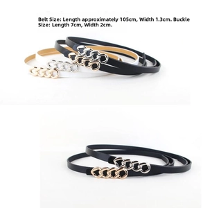 Detailed size specifications for women's slim leather belts with chain link buckles