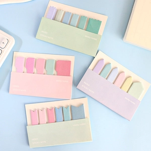 Macro view of gradient index sticky notes in Morandi green and pink palette