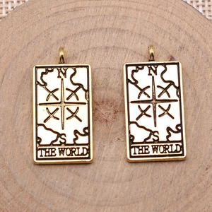 Vintage Tarot Card Charms Zinc Alloy Rectangular Mystical Sun Moon Star World Fortune For Jewelry Making