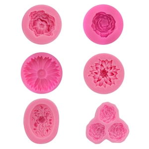 6-piece pink 3D flower silicone mold set for DIY crystal resin and cake decorating