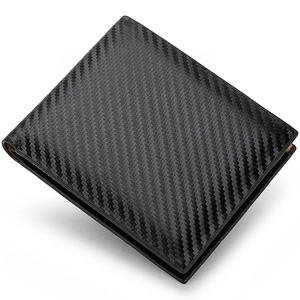 Men Bifold Wallet Carbon Fiber Texture PU Leather With Zipper Coin Pocket Multi Card Slots ID Window Business Casual