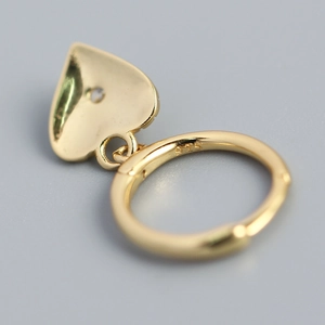 Luxurious S925 sterling silver heart-shaped drop earrings with gold finish and diamond accents