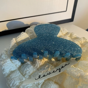 Blaue Glitzer Haarklammer im französischen Stil aus Acryl mit festem Halt