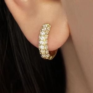 Luxury Micro Pave Zirconia Brass Hoop Earrings For Women Fashion Geometric Huggie Ear Buckle Gold Plated Jewelry Gift