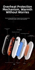 Exploded view of digital hand warmer showing battery, heating element and internal parts