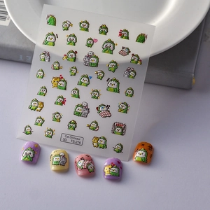 5D Embossed Nail Stickers Cute Cartoon Cat Dinosaur Waterproof Self Adhesive Manicure Decoration For Women Girls