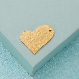 Frosted gold heart-shaped stainless steel pendant with single hole for jewelry making