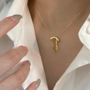 Bowknot Pendant Necklace 925 Sterling Silver Minimalist Korean Style Ins Elegant Jewelry For Women