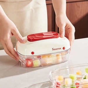 Food-grade ice cube mold with large storage box and easy-press lid for quick freezing