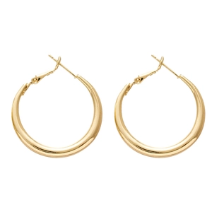 Minimalist polished golden hoop earrings for women with sleek metallic finish