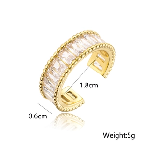 Macro shot showing 0.6cm width and 1.8cm diameter of the gold zircon ring