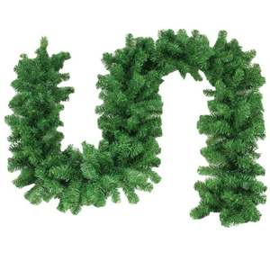 Lush green artificial flocked Christmas garland for fireplace and staircase decoration
