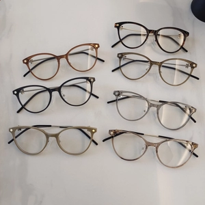 Retro Oval Anti Blue Light Optical Glasses Frame With Metal Temples Fashion Individual Eyewear For Women