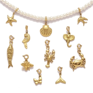 Golden stainless steel animal charms for jewelry making including starfish and butterfly