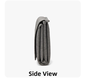 Folded state of a portable waterproof baby changing mat with grey linen texture