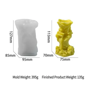 Halloween silicone mold for rose ghost hand candle and gothic skull base ornament
