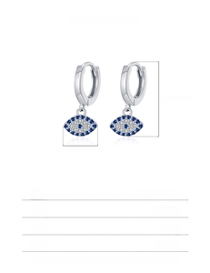 Detail of S925 sterling silver evil eye earrings with dimensions and weight specs