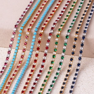 Round Cut Zircon Turquoise Tennis Necklace Inlaid Copper Elegant Chain Jewelry For Women Fashion Accessory