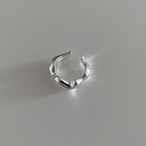 Irregular lava style 925 sterling silver ring with a polished minimalist finish