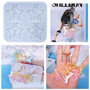 Moule En Silicone Étoile De Noël Pour Coulée De Résine Bricolage Porte-Clés Bijoux Réutilisable Flexible Ornement