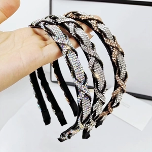 Set de diademas de lujo con cristales trenzados brillantes en tonos plateado y dorado