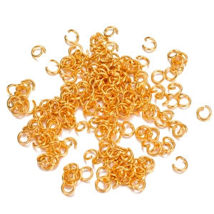 Golden stainless steel open jump rings for DIY jewelry making and necklace repairs