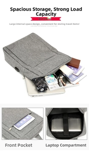 Detail view of the large capacity interior compartments for laptop and daily essentials