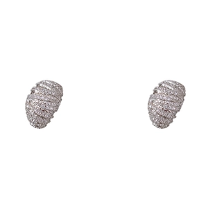 Elegant twisted hoop earrings with micro-p镶 pave-set clear cubic zirconia on silver-tone metal