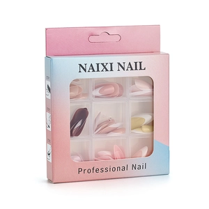 Kit de 108 faux ongles français brillants avec 9 couleurs dans une boîte dégradée