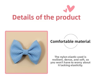Detail of light blue waffle texture bow made from soft and elastic nylon fabric