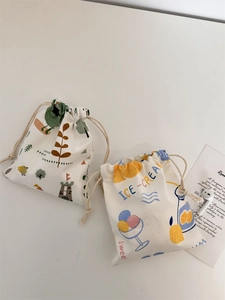 Bolsa de almacenamiento de lona con cordón ajustable y estampados de dibujos animados