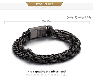 Detail view of retro stainless steel dragon bone chain bracelet with magnetic clasp