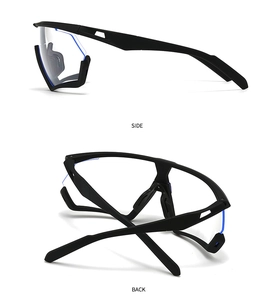 Detail view showing side and back angles of matte black oversized sports cycling eyewear