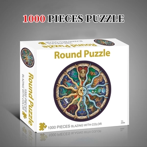 1000-piece round zodiac puzzle for adults and kids featuring vibrant colorful constellations