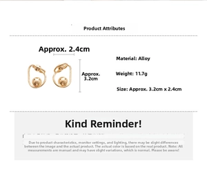 Detaillierte Spezifikationen der Metall-Kugelohrringe aus Legierung mit 3,2 cm x 2,4 cm Größe