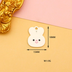 Detailed size view of white rabbit charm for DIY accessories, 15MM wide by 18MM high