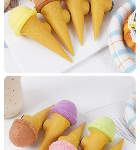 Detailansicht von PU-Eistüten mit realistischen Texturen und sanften Pastellfarben