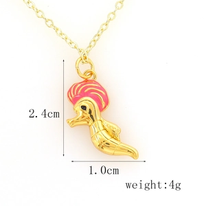 Detailed size chart of seahorse pendant showing 2.4cm height and 1.0cm width specs