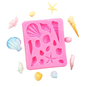 Stampo in silicone rosa con stelle marine e conchiglie per decorazione torte