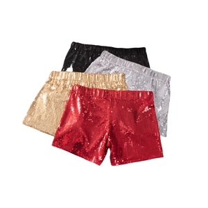 Hoch taillierte Pailletten Shorts in Rot Gold Silber und Schwarz für Clubwear