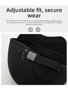 Detail of adjustable metal buckle on winter baseball cap for secure fit and sizing