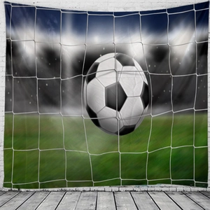 Tapisserie murale de football marquant un but pour décoration de chambre et salon