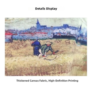 Detail of thick canvas fabric with Van Gogh oil painting style high-definition printing