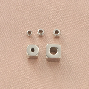 Polished silver stainless steel cube beads in various sizes for DIY jewelry making
