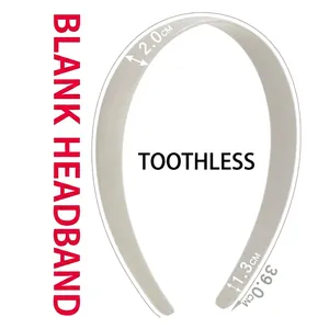 Detail view of 2.0cm wide smooth white plastic headband base for DIY projects