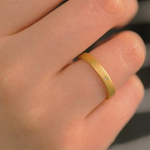 18k gold plated matte starburst ring with zircon, minimalist open adjustable design