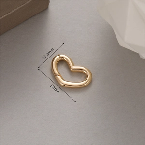 14k gold plated heart-shaped spring clasp for DIY jewelry making, 17mm x 11.3mm