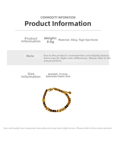 Tiger eye stone bracelet details: 15.5cm chain length with 8cm extension, weight 8.8g